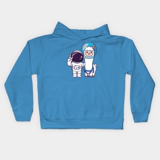 Cute Astronaut With Llama Alpaca Astronaut Cartoon Kids Hoodie